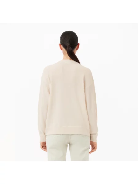 Lacoste Wełniany Sweter Z Okrągłym Dekoltem biały