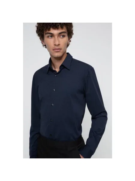 Koszula biznesowa o kroju slim fit z dodatkiem streczu model ‘Hank Hai’ Boss niebieska