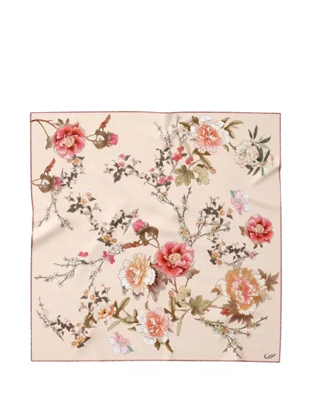 Fular Elizabetta cu model floral cu imagine roz