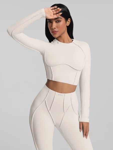 BetterMe longsleeve do jogi Contour Stitch Long beżowa