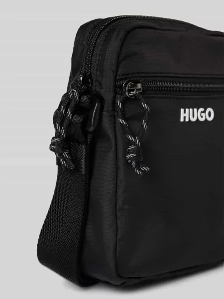 Torba na ramię z detal z logo Hugo czarna