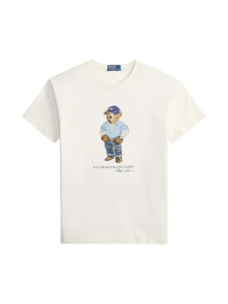 T-shirt w kroju regular fit z czystej bawełny z nadruk polo bear Polo Ralph Lauren beżowa