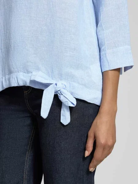 Bluzka o kroju relaxed fit z Mieszanka lnu Christian Berg Woman niebieska