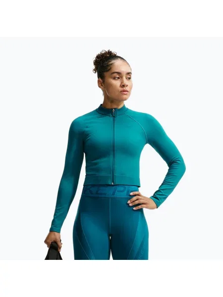 Bluză de antrenament pentru femei Nike Pro Seamless Full Zip Top bright spruce