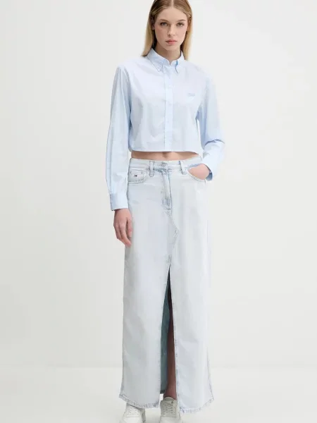 Tommy Jeans spódnica jeansowa maxi prosta niebieski