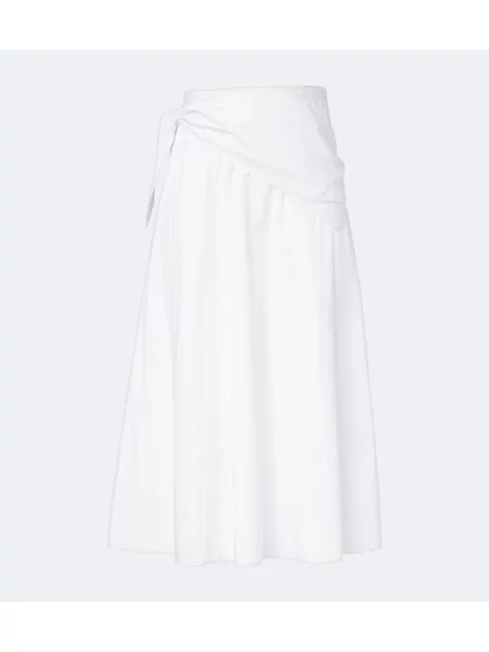 Fustă midi Vince din poplin alb