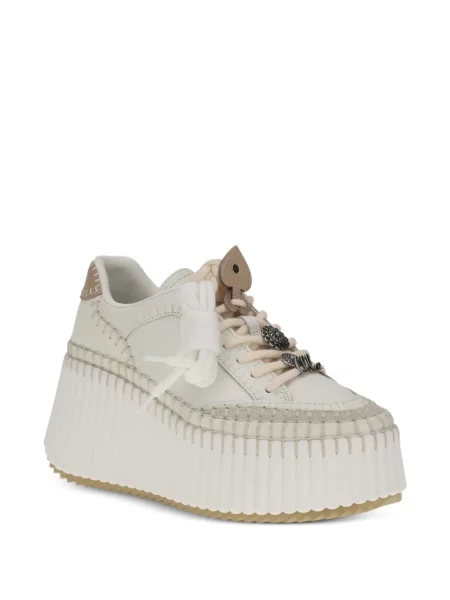 Sneakerși Chloé Nama cu platformă alb