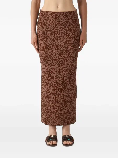 Fustă midi Mc2 Saint Barth cu imagine cu model leopard maro