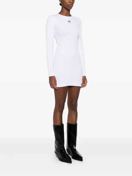 Rochie maxi Marine Serre cu decolteu rotund lungă de costum alb