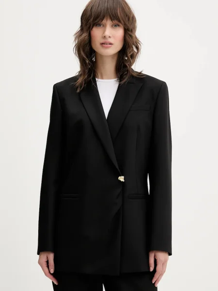 Сако HUGO с двуредно закопчаване с изчистен дизайн черно