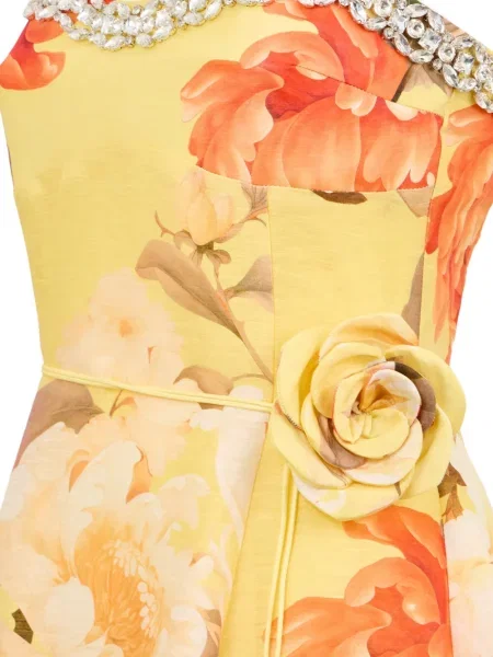 Rochie maxi Leo Lin cu model floral galben