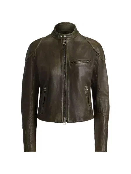 Matlasat geanta de piele Ralph Lauren Collection verde