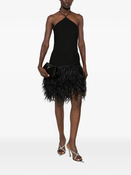 Rochie mini Viktor & Rolf cu pene cu gât halter negru