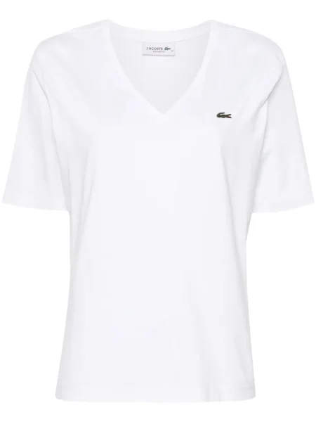 Tricou Lacoste cu broderie alb