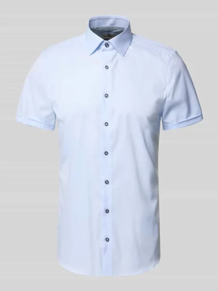 Koszula biznesowa o kroju slim fit z kołnierzykiem typu kent Olymp Level 5 błękitna