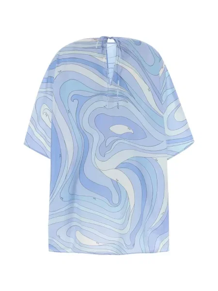 Top Pucci cu imagine din poplin albastru