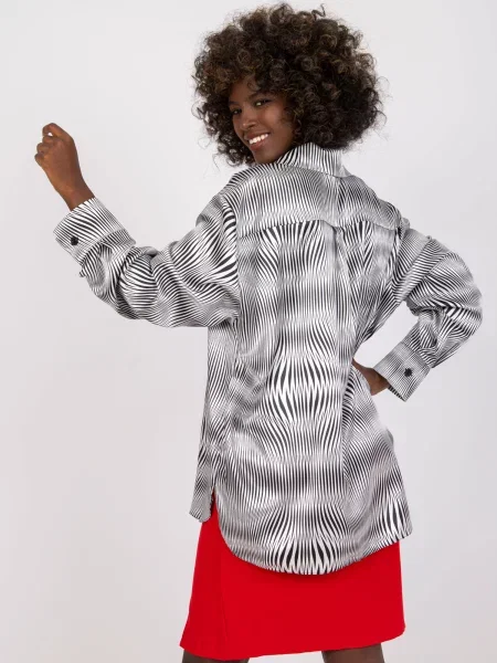 Dugo košulja Fashionhunters s printom sa dugačkim rukavima bijela