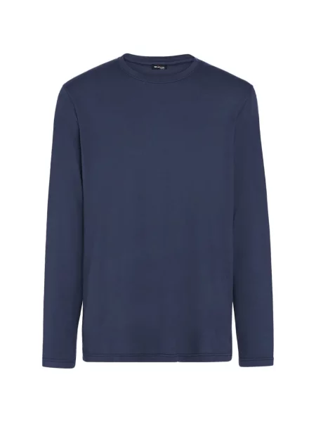 Lung tricou Kiton cu decolteu rotund albastru