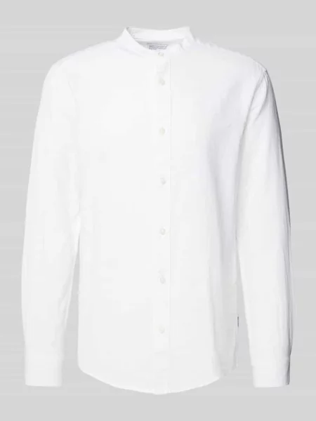 Koszula lniana o kroju slim fit ze stójką model ‘CAIDEN’ Only & Sons biała