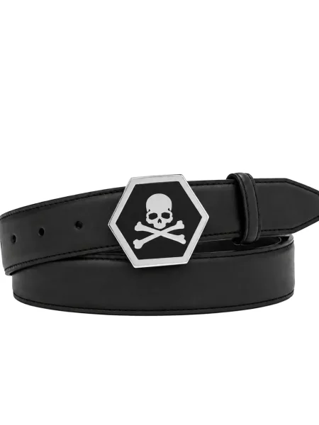 Cu centură curea Philipp Plein din piele negru