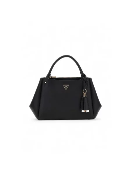 Lniana torebka Guess czarna