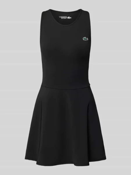 Rozkloszowana sukienka sportowa z oddzielnymi wewnętrznymi spodenkami Lacoste Sport czarna