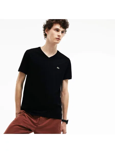 Lacoste футболка з V-вирізом чорна
