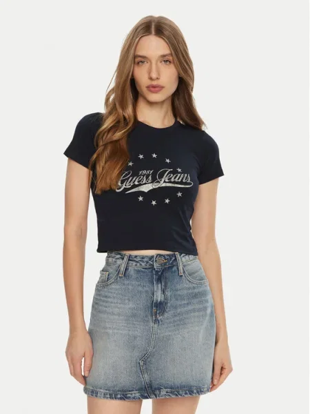 Тениска Guess Jeans тъмносиньо