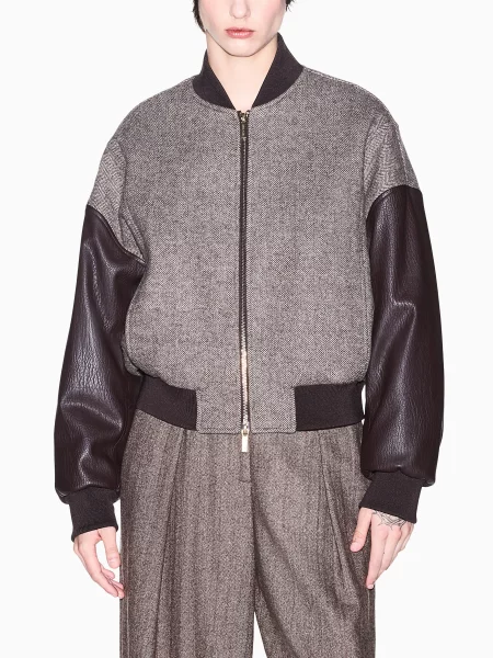 Бомбер Armani Exchange темно-коричневий вовна/поліестер коричневий