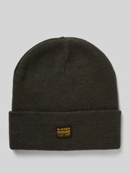 Czapka beanie z detalem z logo model ‘Effo’ zielona
