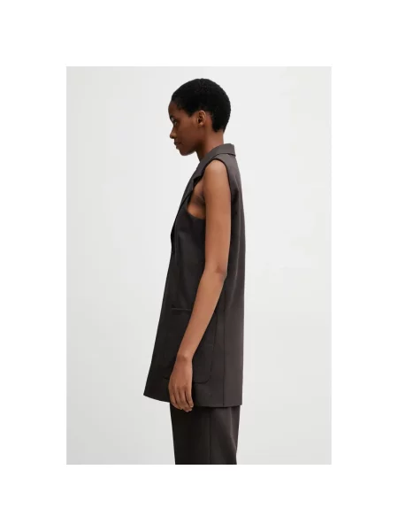 Maison Margiela kamizelka jednorzędowa z wełną brązowa