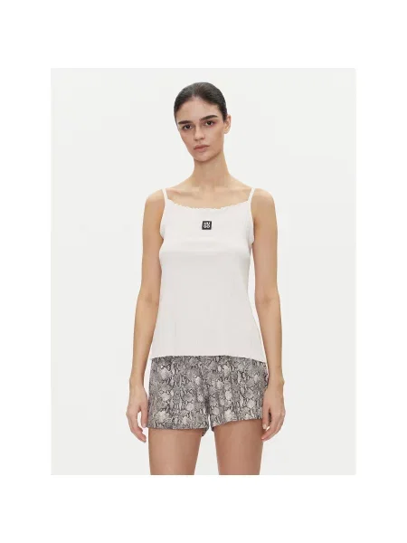 HUGO Top Rib_Vest Écru Regular Fit