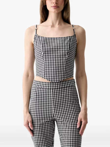 Top Guess în carouri negru