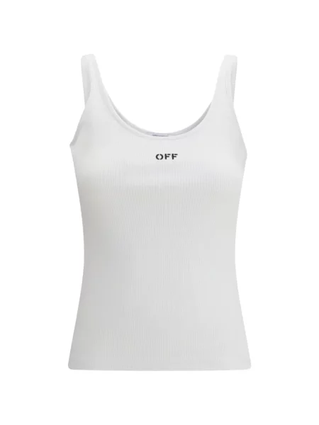 Top Off-white cu broderie alb