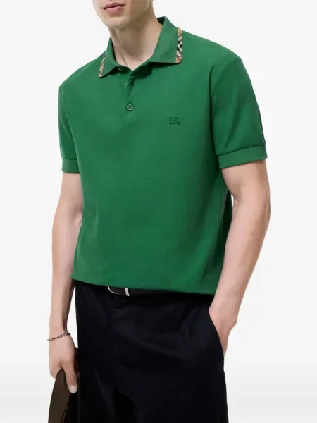 Tricou polo Burberry în carouri verde
