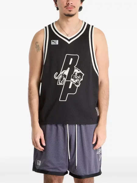 Košulja Puma s V-izrezom od jersey crna