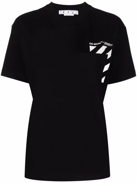 Scurt tricou Off-white cu imagine din jerseu alb