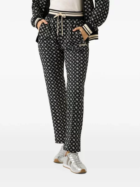 Pantaloni sport Guess cu autograf negru