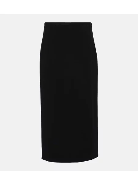 Fustă midi The Row de lână până la genunchi negru