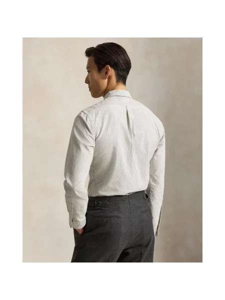 Koszula Polo Ralph Lauren w paski z twillu z paskiem brązowa