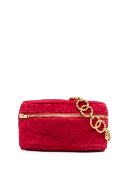 Prošívaný diamant pásek Chanel Pre-owned červený