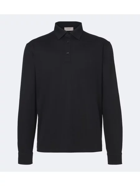 Tricou polo Agnona de mătase albastru