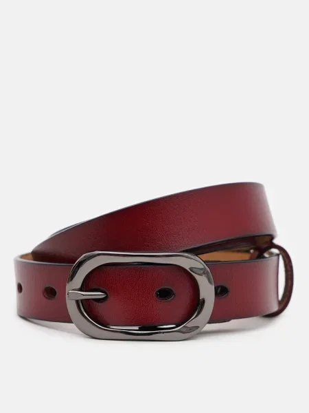 Шкіряний ремінь Borsa Leather з ремінцями червоний
