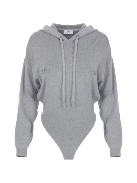 Body Elisabetta Franchi tricotate cu glugă gri
