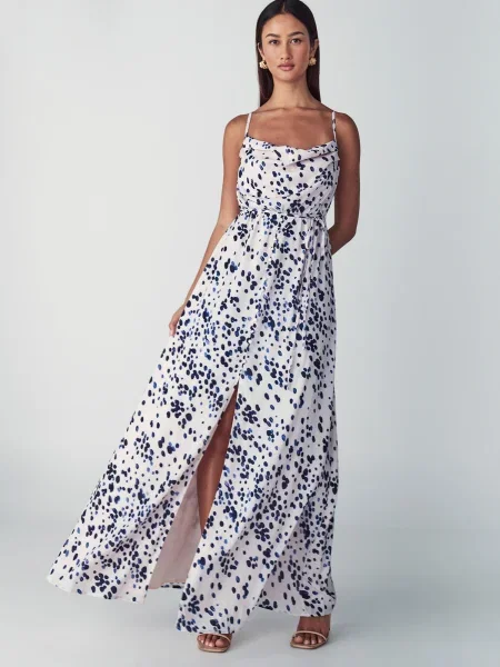 Willa Rochie de seară BRODIE albastru / bleumarin alb