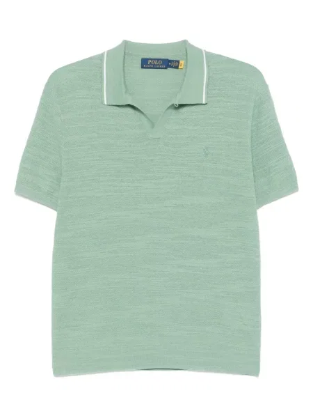 Koszulka Polo Ralph Lauren z okrągłym dekoltem z nadrukiem w paski zielona