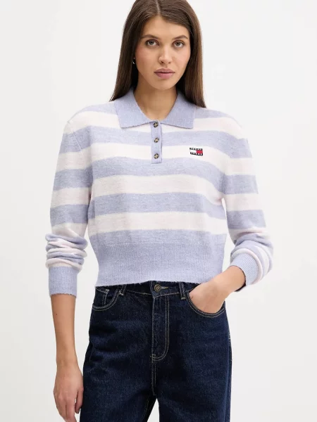 Pulover s dodatkom alapke Tommy Jeans plava