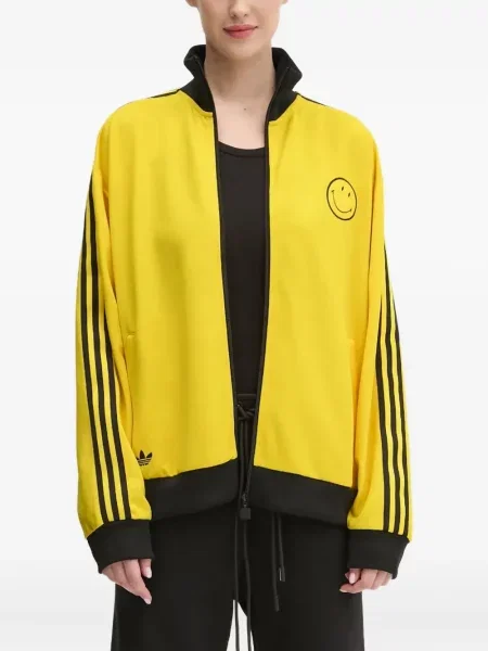 Top Adidas z autografem garniturowy w kwiatki czarny