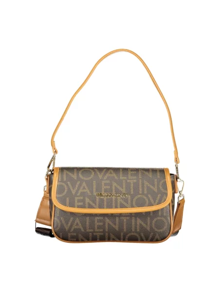 Lniana torebka Valentino Bags brązowa
