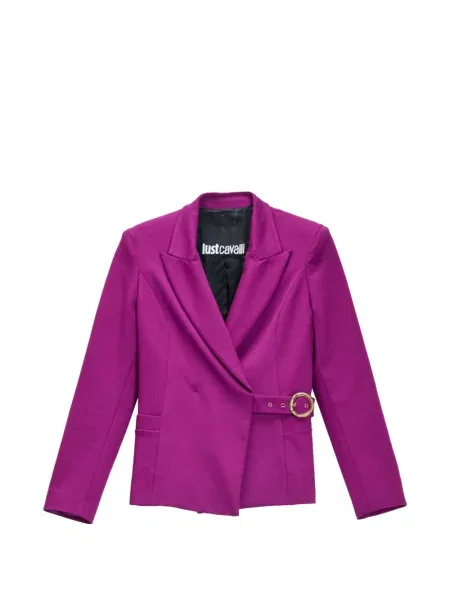 Geacă Just Cavalli cu cataramă cu model piele de șarpe violet
